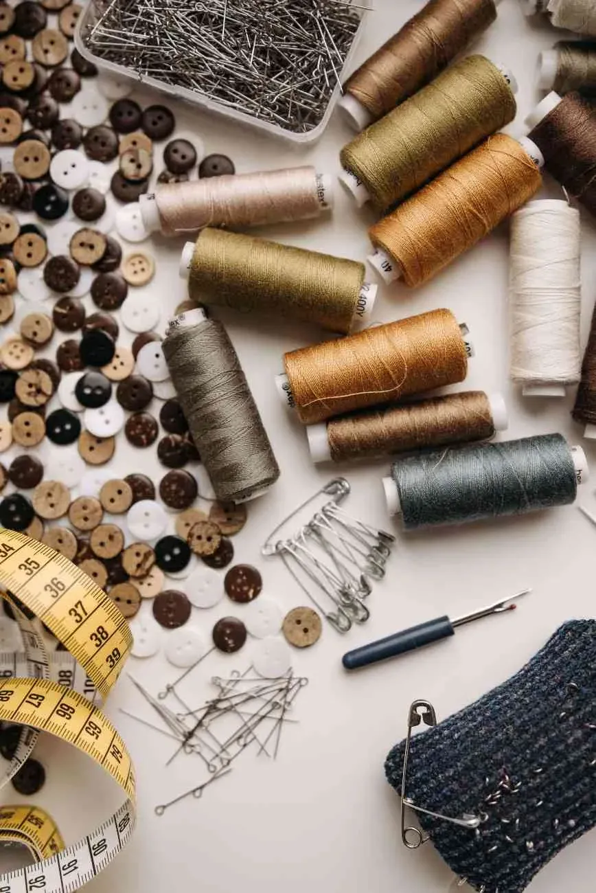 garment trims on table